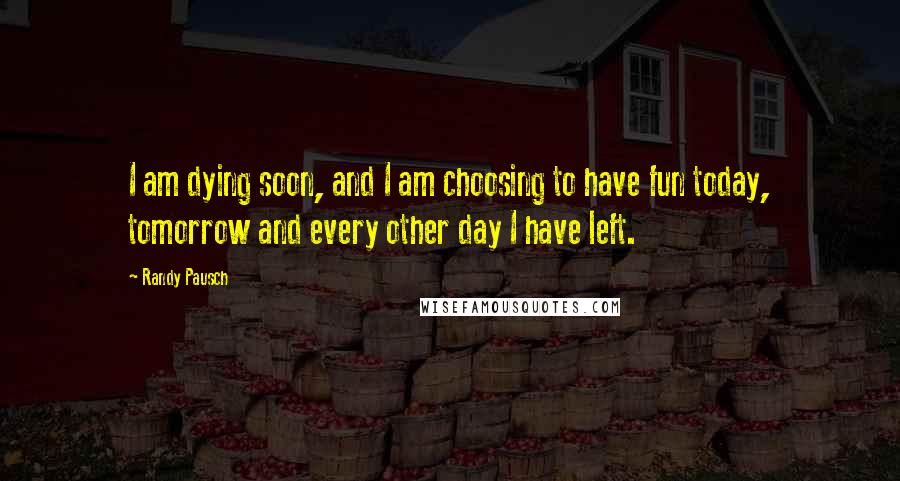 Randy Pausch Quotes: I am dying soon, and I am choosing to have fun today, tomorrow and every other day I have left.
