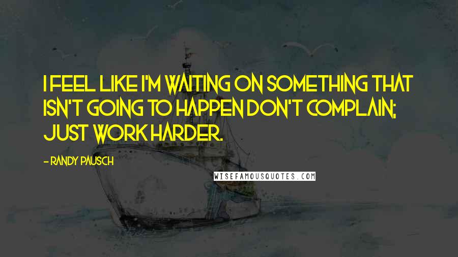 Randy Pausch Quotes: I feel like I'm waiting on something that isn't going to happen Don't complain; just work harder.