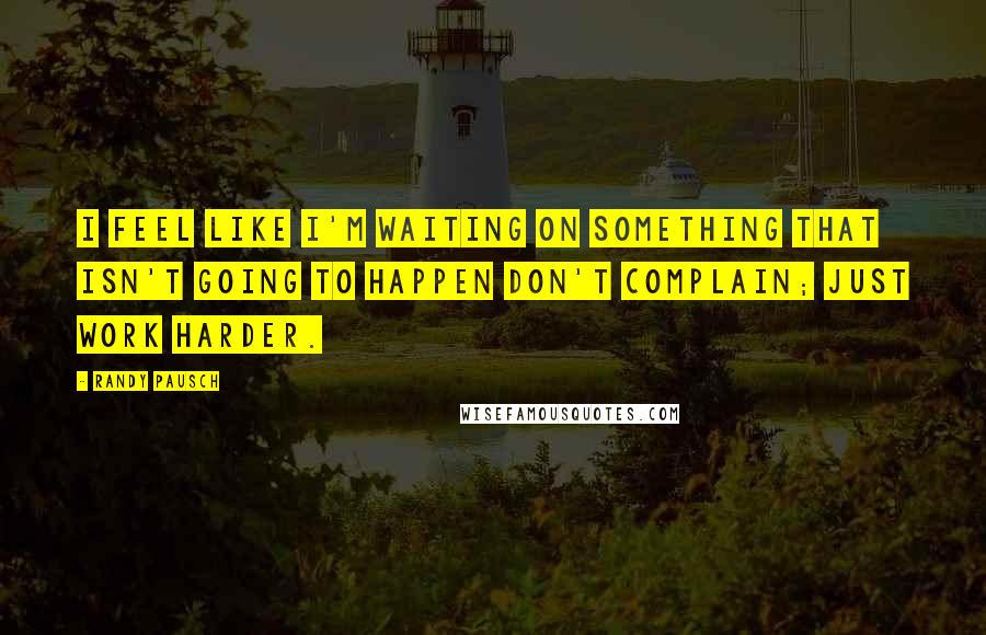 Randy Pausch Quotes: I feel like I'm waiting on something that isn't going to happen Don't complain; just work harder.