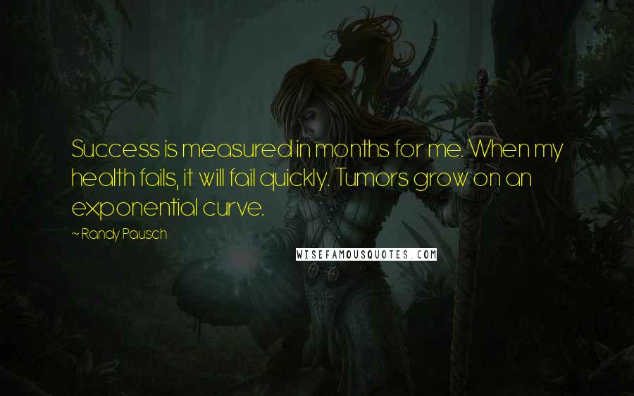 Randy Pausch Quotes: Success is measured in months for me. When my health fails, it will fail quickly. Tumors grow on an exponential curve.