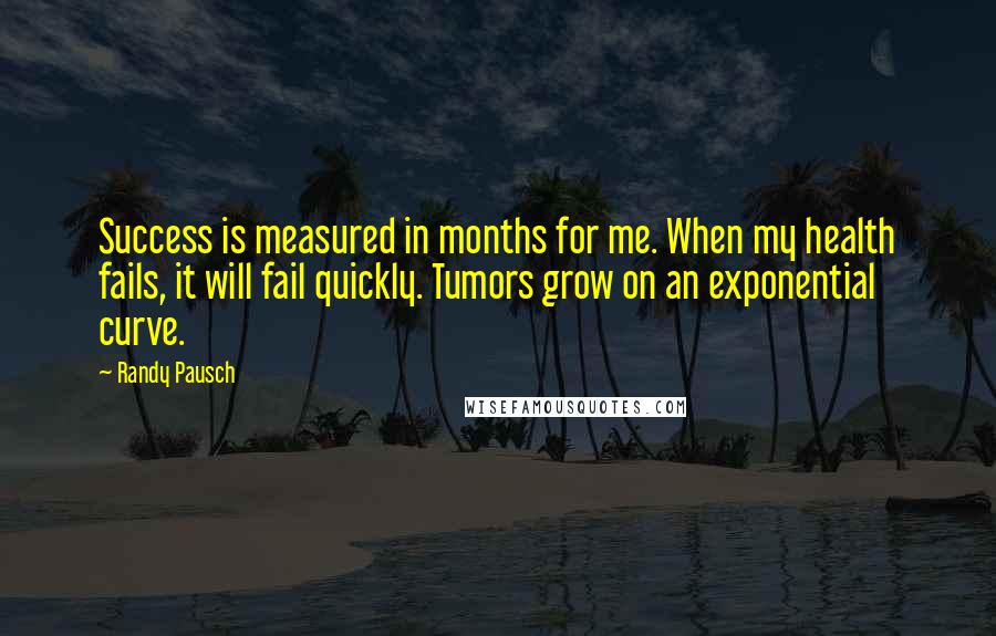 Randy Pausch Quotes: Success is measured in months for me. When my health fails, it will fail quickly. Tumors grow on an exponential curve.