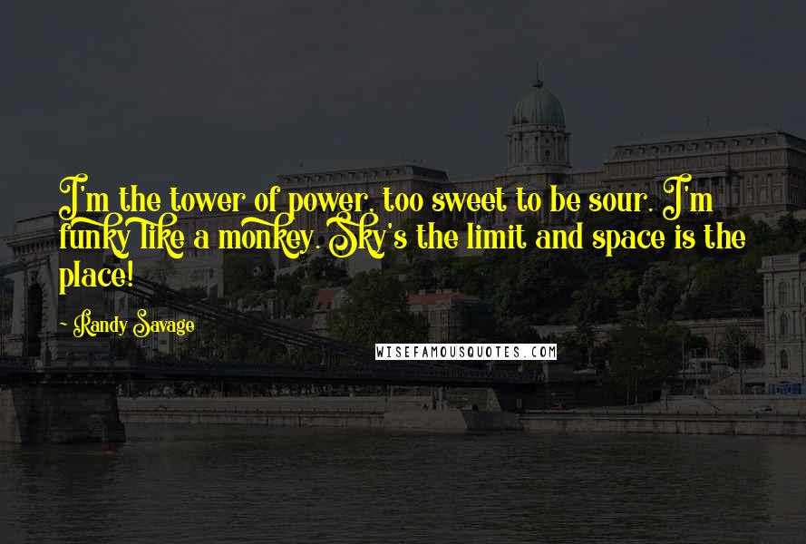 Randy Savage Quotes: I'm the tower of power, too sweet to be sour. I'm funky like a monkey. Sky's the limit and space is the place!