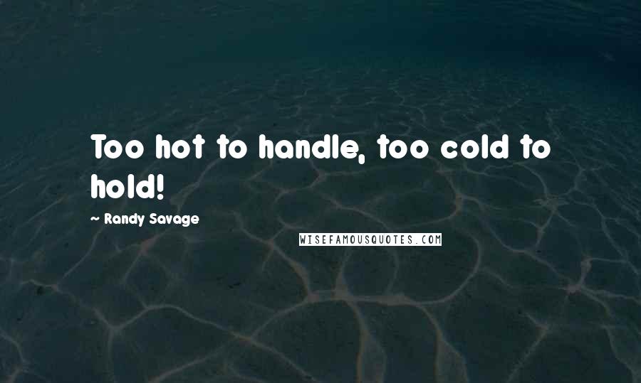 Randy Savage Quotes: Too hot to handle, too cold to hold!