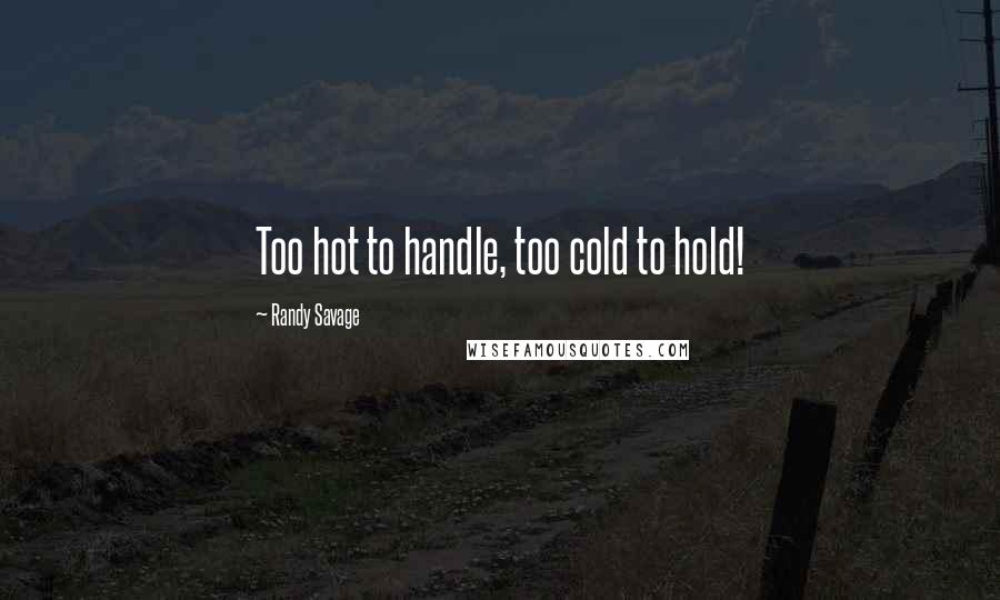 Randy Savage Quotes: Too hot to handle, too cold to hold!