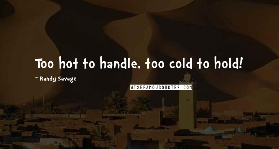 Randy Savage Quotes: Too hot to handle, too cold to hold!