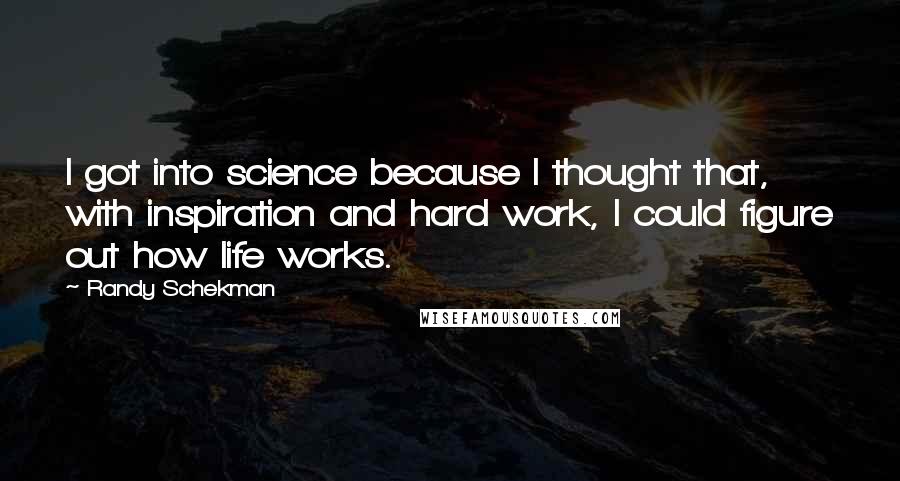 Randy Schekman Quotes: I got into science because I thought that, with inspiration and hard work, I could figure out how life works.