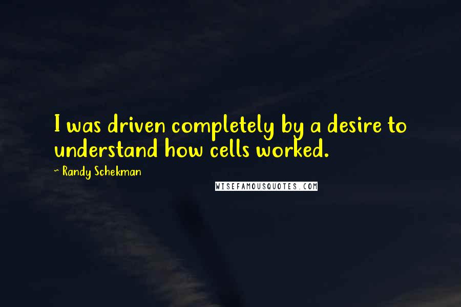 Randy Schekman Quotes: I was driven completely by a desire to understand how cells worked.