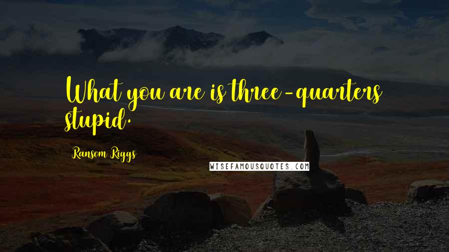 Ransom Riggs Quotes: What you are is three-quarters stupid.