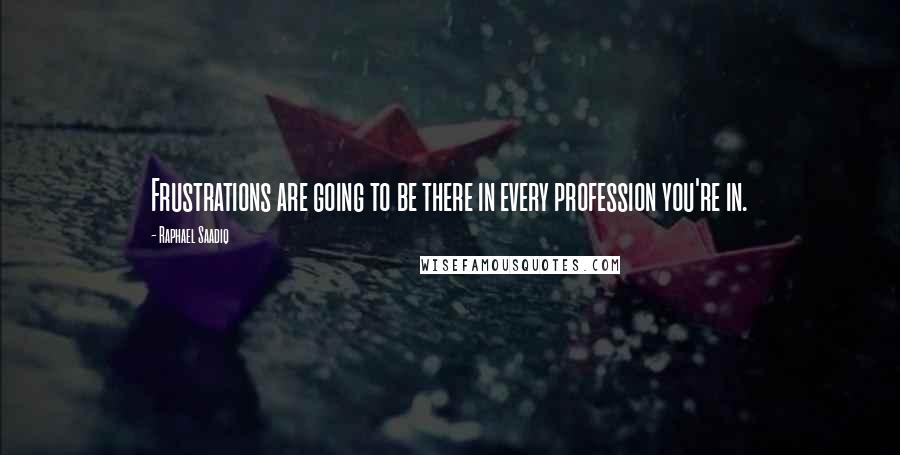 Raphael Saadiq Quotes: Frustrations are going to be there in every profession you're in.