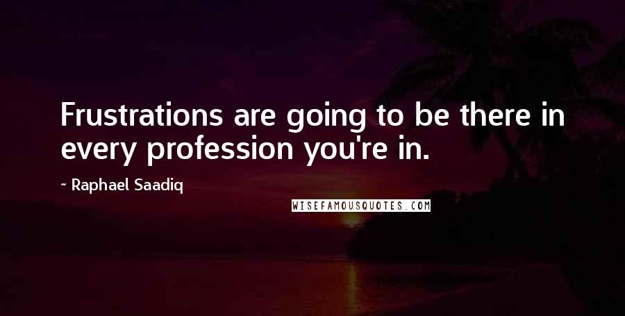Raphael Saadiq Quotes: Frustrations are going to be there in every profession you're in.