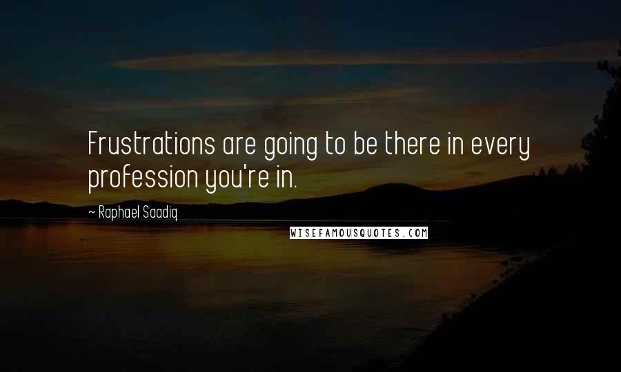 Raphael Saadiq Quotes: Frustrations are going to be there in every profession you're in.