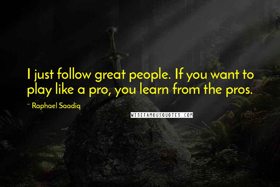 Raphael Saadiq Quotes: I just follow great people. If you want to play like a pro, you learn from the pros.