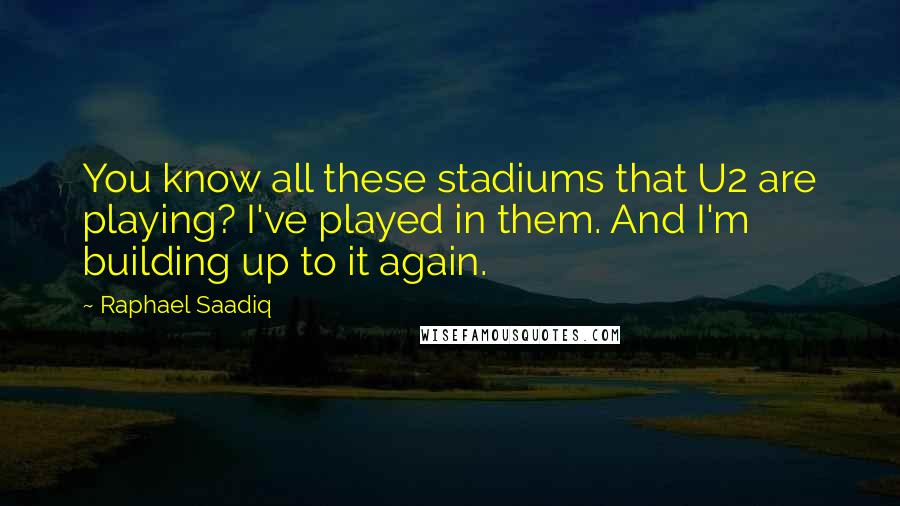Raphael Saadiq Quotes: You know all these stadiums that U2 are playing? I've played in them. And I'm building up to it again.