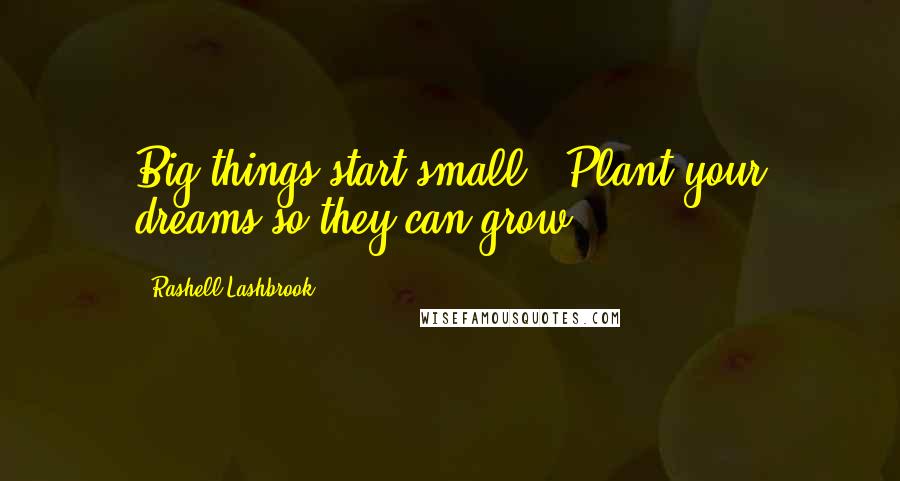 Rashell Lashbrook Quotes: Big things start small - Plant your dreams so they can grow!