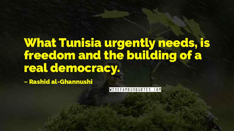 Rashid Al-Ghannushi Quotes: What Tunisia urgently needs, is freedom and the building of a real democracy.