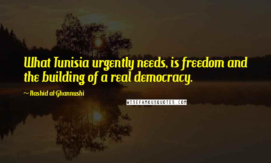 Rashid Al-Ghannushi Quotes: What Tunisia urgently needs, is freedom and the building of a real democracy.