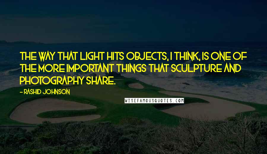 Rashid Johnson Quotes: The way that light hits objects, I think, is one of the more important things that sculpture and photography share.