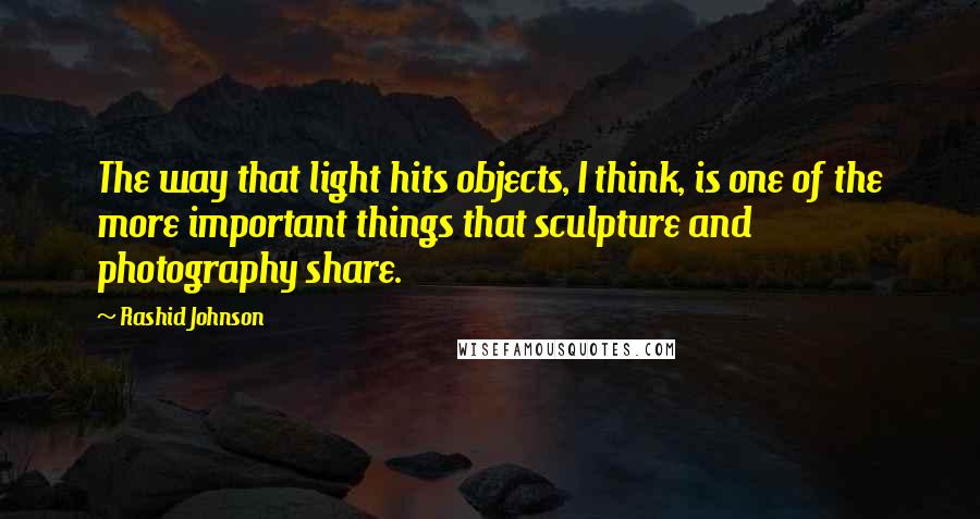 Rashid Johnson Quotes: The way that light hits objects, I think, is one of the more important things that sculpture and photography share.