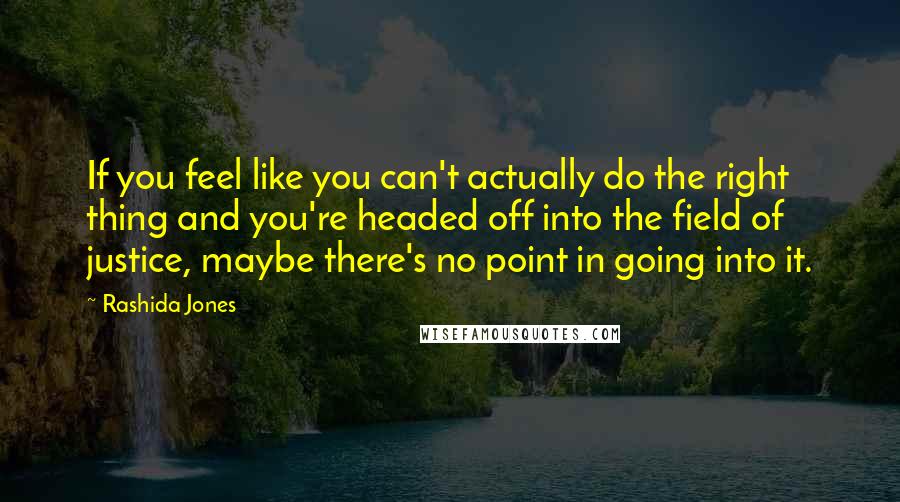 Rashida Jones Quotes: If you feel like you can't actually do the right thing and you're headed off into the field of justice, maybe there's no point in going into it.