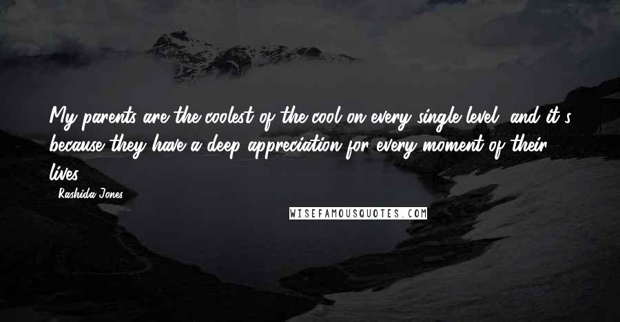 Rashida Jones Quotes: My parents are the coolest of the cool on every single level, and it's because they have a deep appreciation for every moment of their lives.