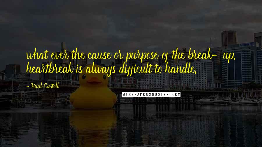 Raul Castell Quotes: what ever the cause or purpose of the break-up, heartbreak is always difficult to handle.