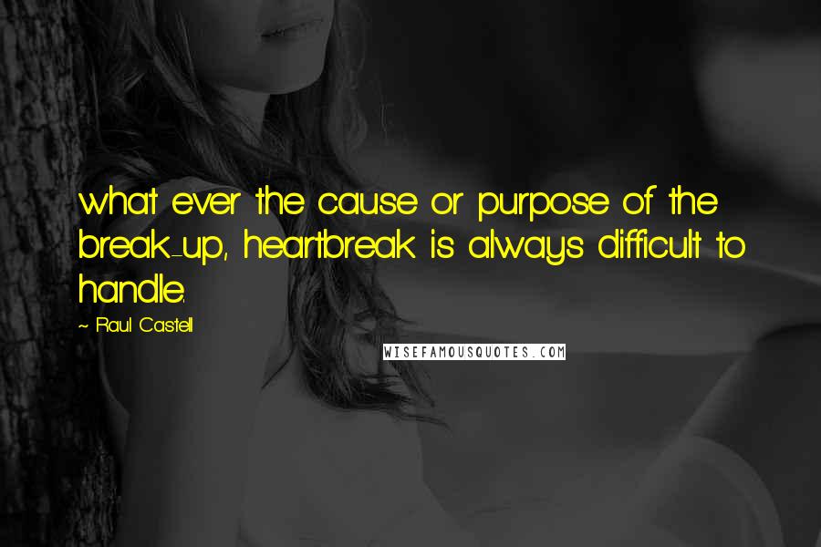 Raul Castell Quotes: what ever the cause or purpose of the break-up, heartbreak is always difficult to handle.