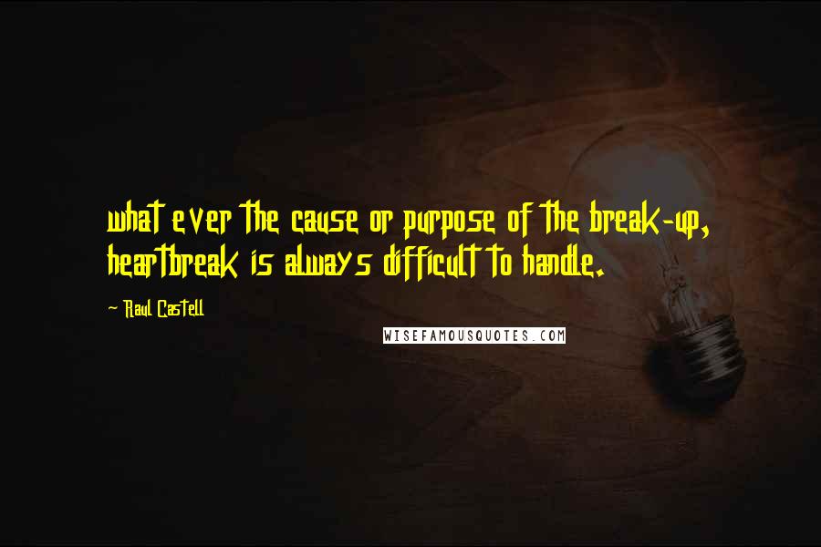 Raul Castell Quotes: what ever the cause or purpose of the break-up, heartbreak is always difficult to handle.