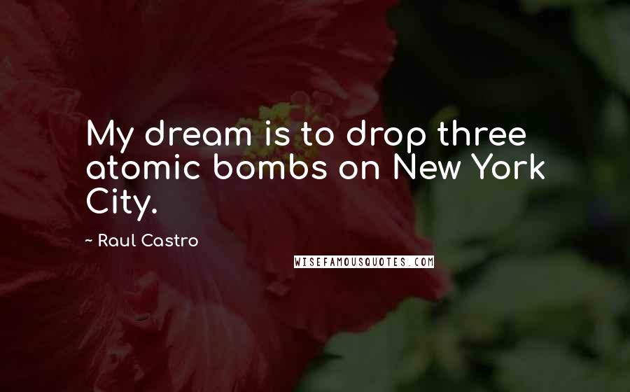 Raul Castro Quotes: My dream is to drop three atomic bombs on New York City.