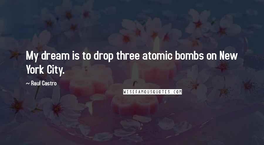 Raul Castro Quotes: My dream is to drop three atomic bombs on New York City.