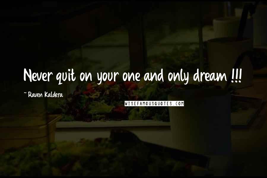 Raven Kaldera Quotes: Never quit on your one and only dream !!!