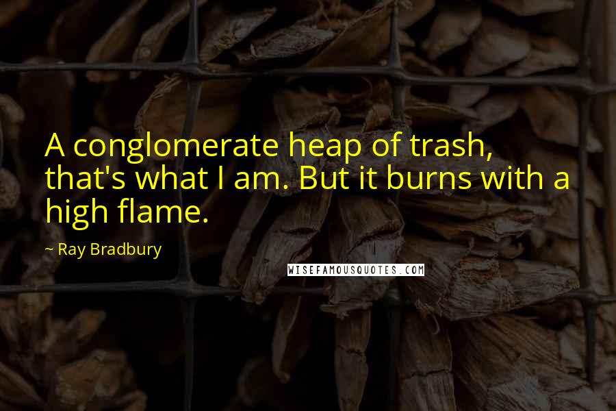 Ray Bradbury Quotes: A conglomerate heap of trash, that's what I am. But it burns with a high flame.