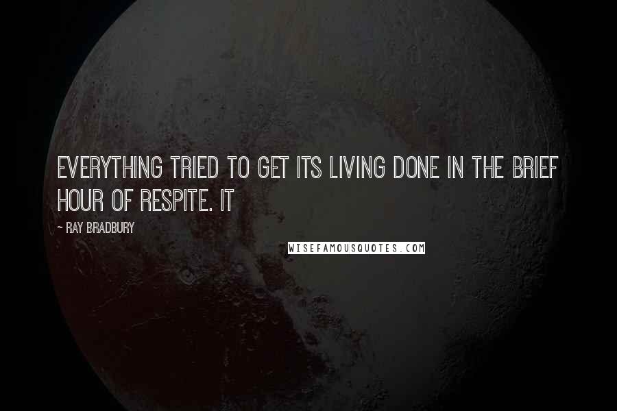 Ray Bradbury Quotes: everything tried to get its living done in the brief hour of respite. It