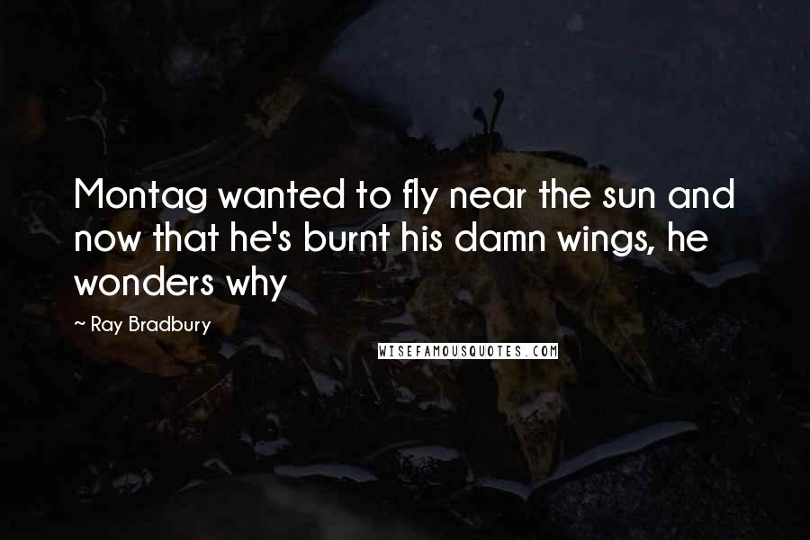 Ray Bradbury Quotes: Montag wanted to fly near the sun and now that he's burnt his damn wings, he wonders why