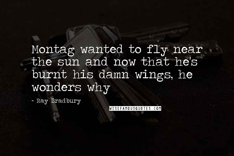 Ray Bradbury Quotes: Montag wanted to fly near the sun and now that he's burnt his damn wings, he wonders why