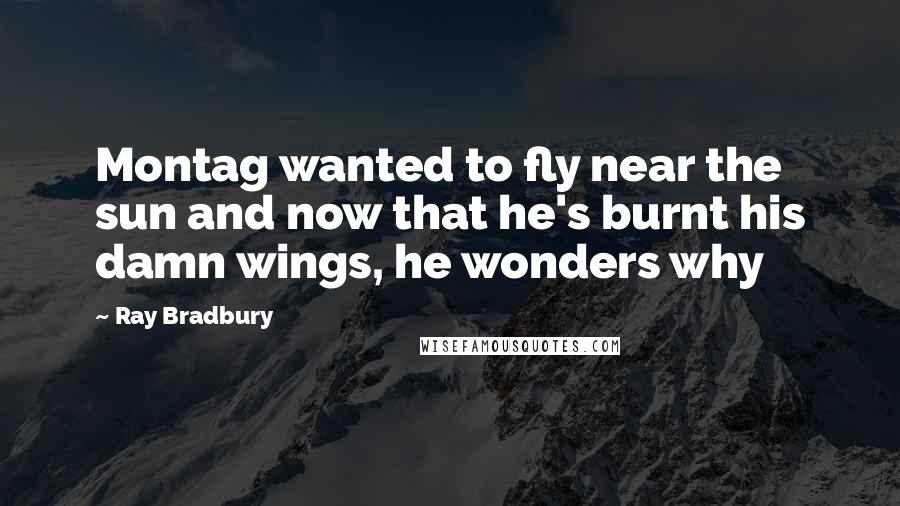 Ray Bradbury Quotes: Montag wanted to fly near the sun and now that he's burnt his damn wings, he wonders why