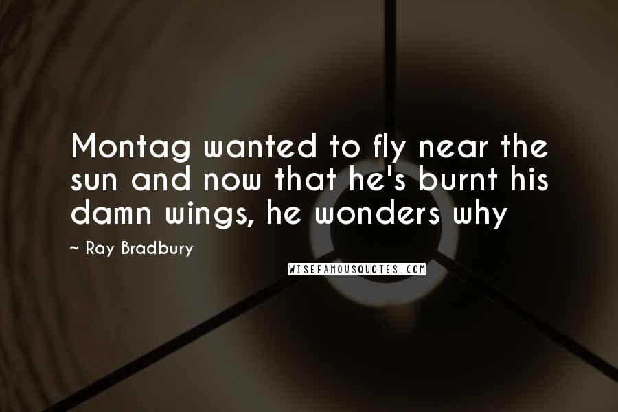 Ray Bradbury Quotes: Montag wanted to fly near the sun and now that he's burnt his damn wings, he wonders why