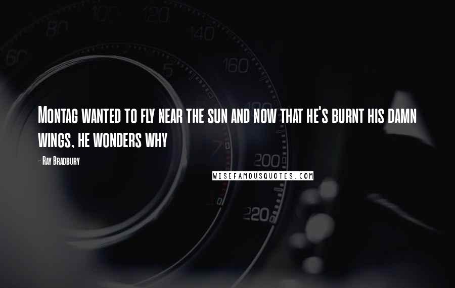 Ray Bradbury Quotes: Montag wanted to fly near the sun and now that he's burnt his damn wings, he wonders why