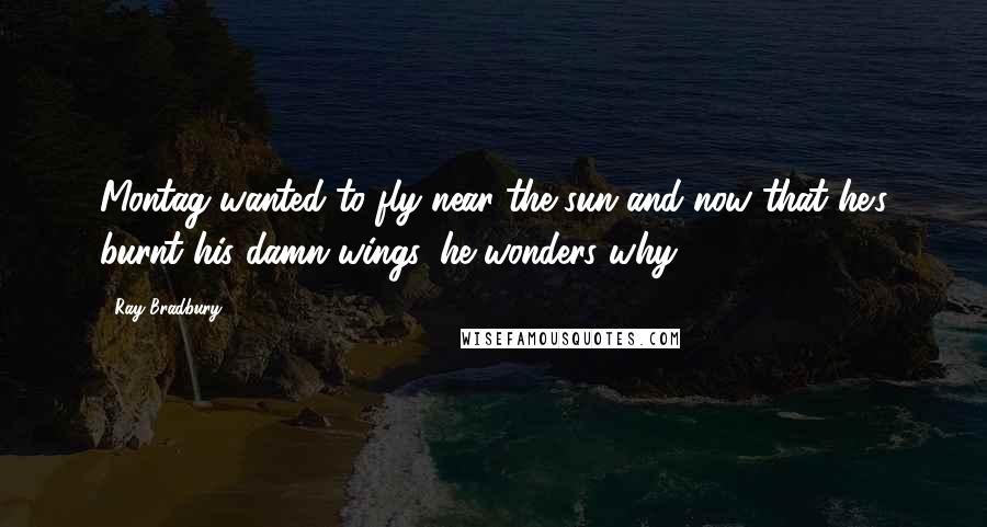 Ray Bradbury Quotes: Montag wanted to fly near the sun and now that he's burnt his damn wings, he wonders why