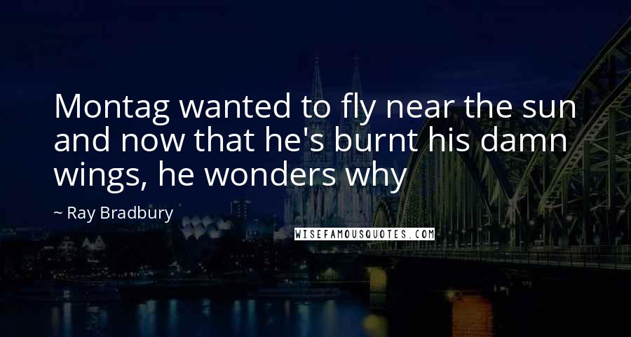 Ray Bradbury Quotes: Montag wanted to fly near the sun and now that he's burnt his damn wings, he wonders why