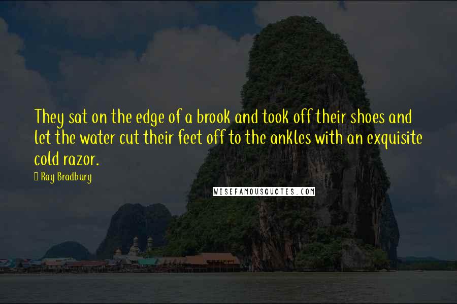 Ray Bradbury Quotes: They sat on the edge of a brook and took off their shoes and let the water cut their feet off to the ankles with an exquisite cold razor.