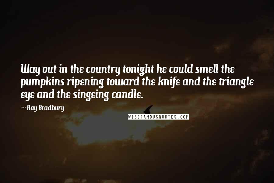 Ray Bradbury Quotes: Way out in the country tonight he could smell the pumpkins ripening toward the knife and the triangle eye and the singeing candle.
