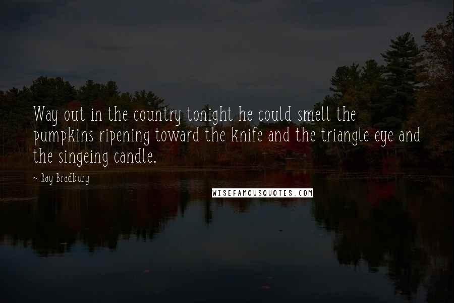 Ray Bradbury Quotes: Way out in the country tonight he could smell the pumpkins ripening toward the knife and the triangle eye and the singeing candle.