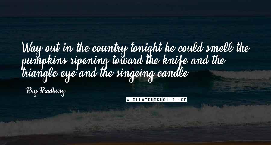 Ray Bradbury Quotes: Way out in the country tonight he could smell the pumpkins ripening toward the knife and the triangle eye and the singeing candle.