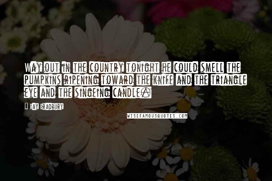 Ray Bradbury Quotes: Way out in the country tonight he could smell the pumpkins ripening toward the knife and the triangle eye and the singeing candle.