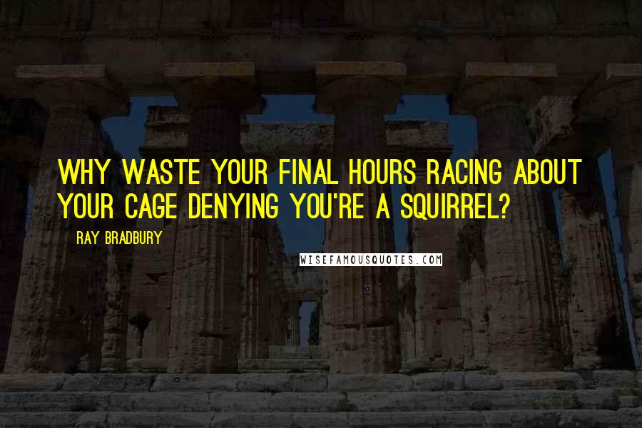 Ray Bradbury Quotes: Why waste your final hours racing about your cage denying you're a squirrel?