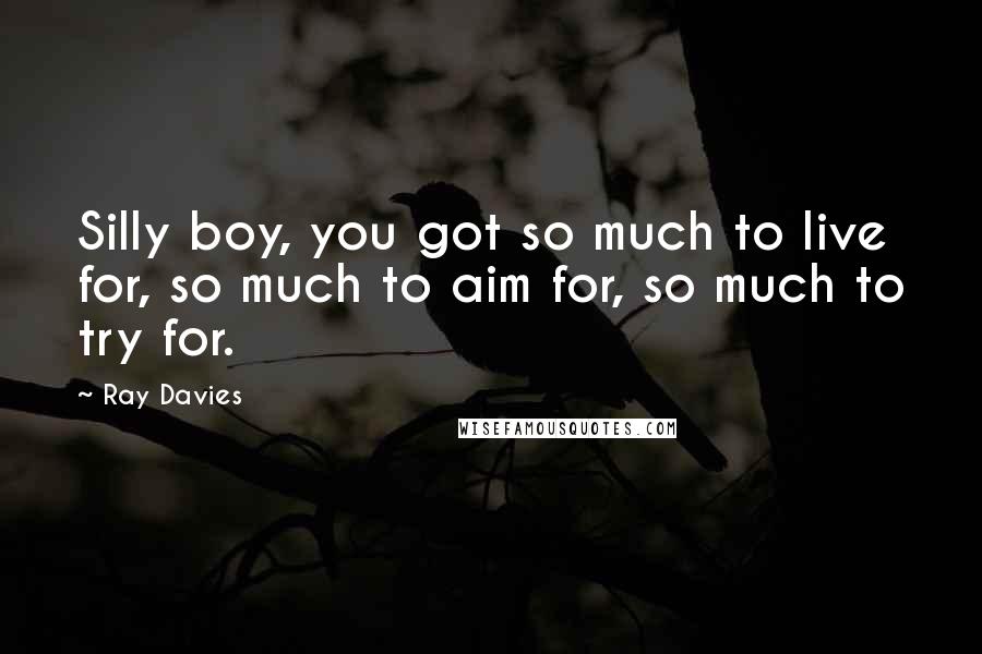 Ray Davies Quotes: Silly boy, you got so much to live for, so much to aim for, so much to try for.