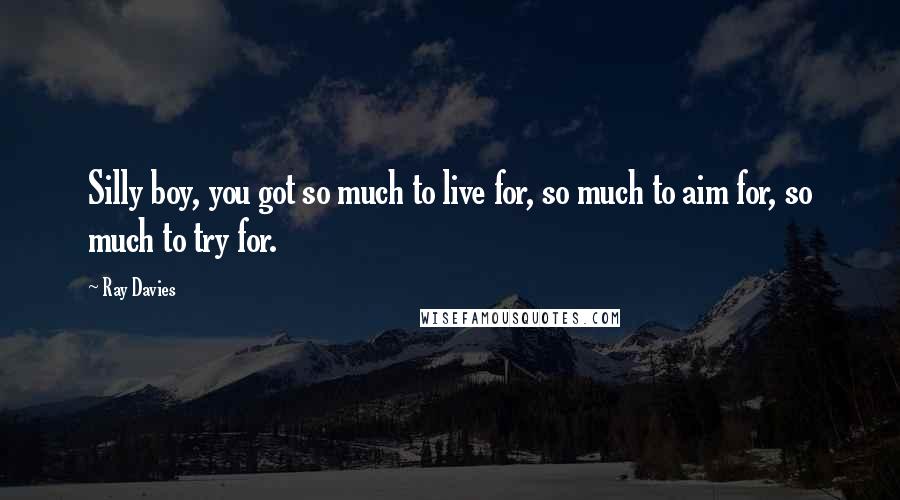 Ray Davies Quotes: Silly boy, you got so much to live for, so much to aim for, so much to try for.