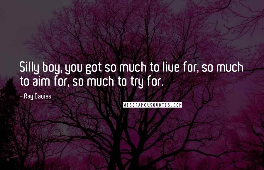 Ray Davies Quotes: Silly boy, you got so much to live for, so much to aim for, so much to try for.
