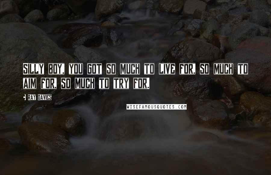 Ray Davies Quotes: Silly boy, you got so much to live for, so much to aim for, so much to try for.