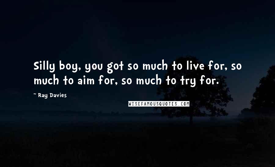 Ray Davies Quotes: Silly boy, you got so much to live for, so much to aim for, so much to try for.